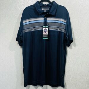 Pebble Beach Blue Polo Shirt with Striped Pattern
